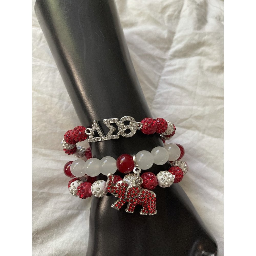 Delta Sigma Theta Bling Beaded Charm Bracelet Set